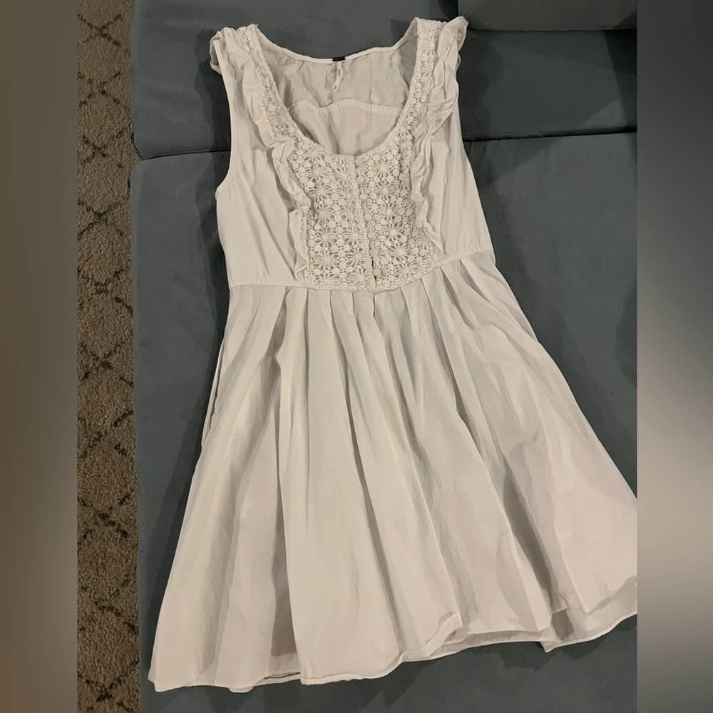 White Free People Boho Ruffle Dress Size Medium